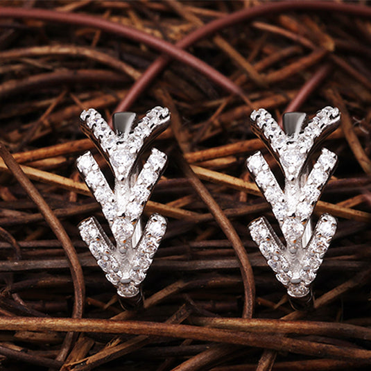 Leaf Design Stud Earrings