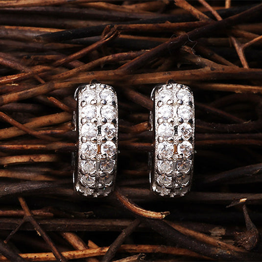 Textured Crystal Huggie Earrings