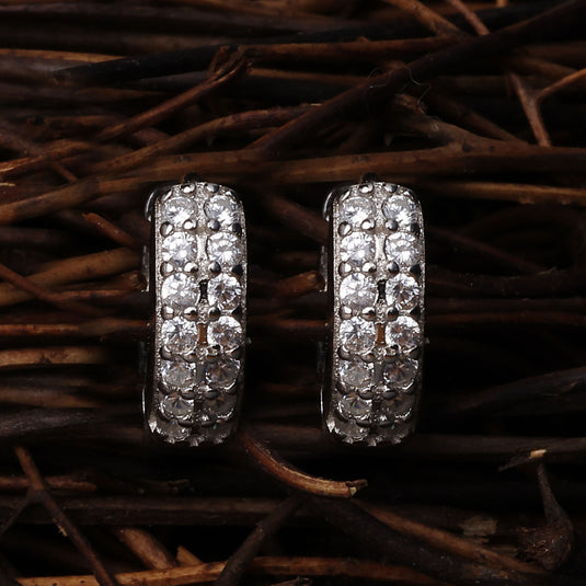 925 Silver Classic Studded Hoop Earrings