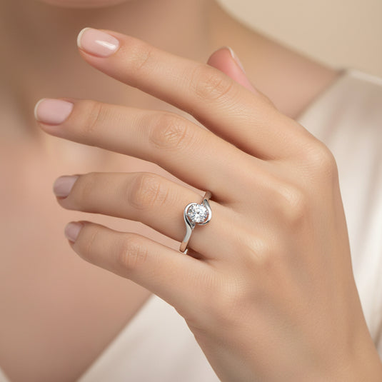 925 Silver Stone Curved RIng