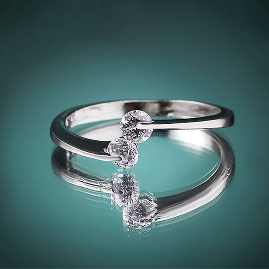 Solitaire Stone Open Silver Ring