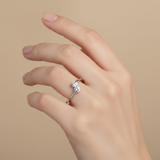 925 Silver Dual Stone Minimal Ring
