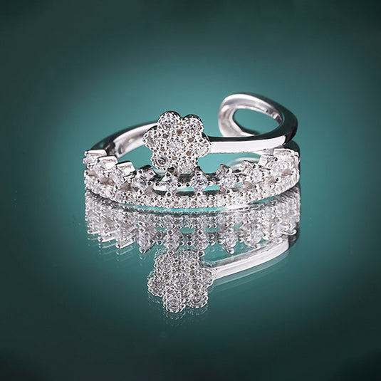 Triple Band Pavé Silver Ring