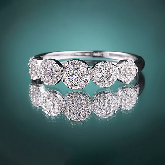 Floral Cluster Silver Band Ring