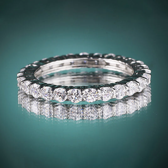 Multi Row Crystal Silver Ring