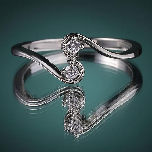925 Silver Double Stone S-Curve Ring