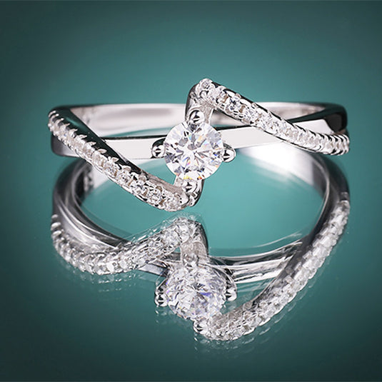 925 Silver Z-Style Studded Ring