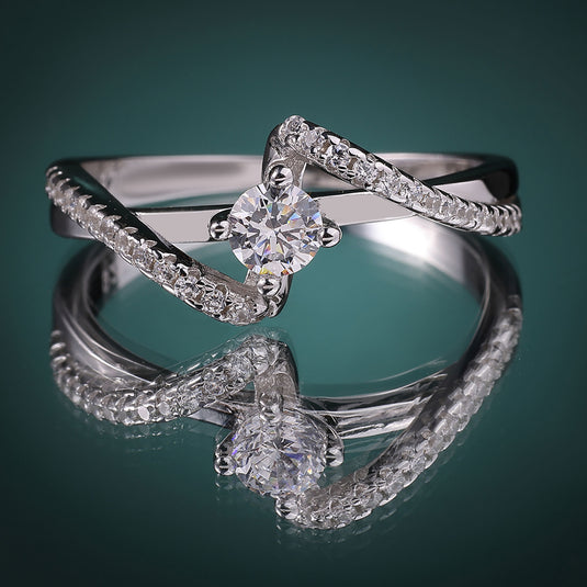 925 Silver Z-Style Studded Ring