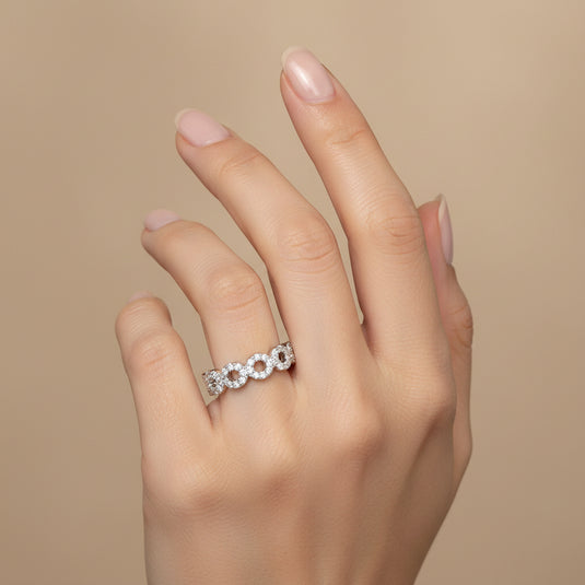 925 Silver Fivefold Open Circle Ring