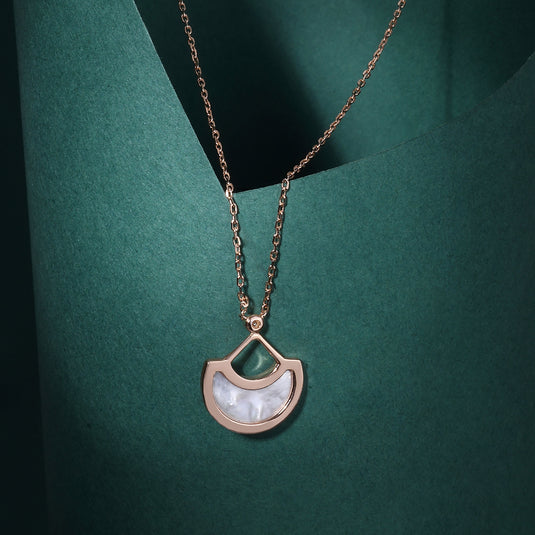 925 Silver White Inlay Pendant (Rose-Gold Finish)