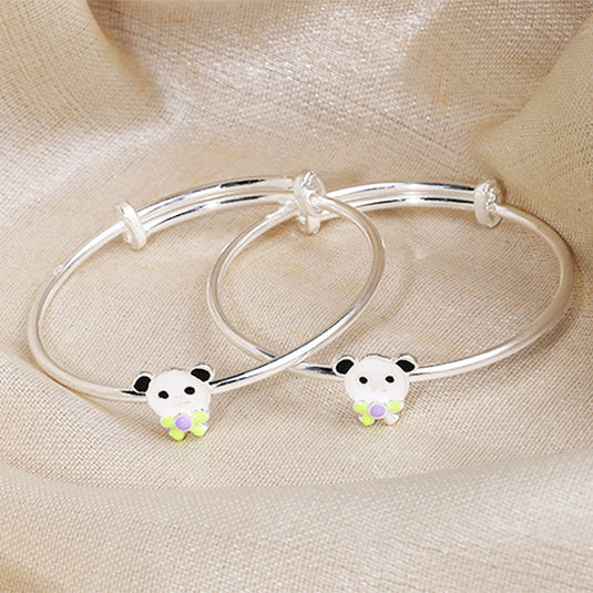 Green Bead Minimal Silver Kada