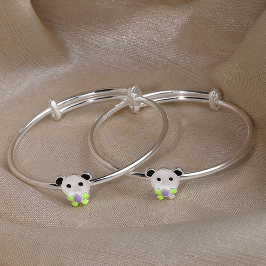 925 Silver Enamel Panda Baby Kada
