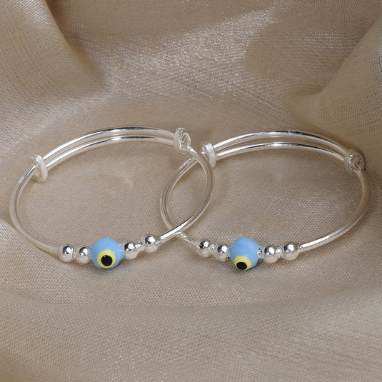 925 Silver Enamel Blue Evil Eye Baby Kada