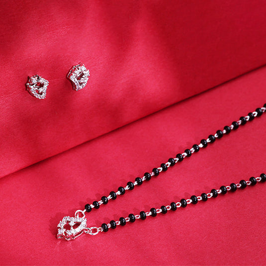Black Beads Mangalsutra with Small Studs