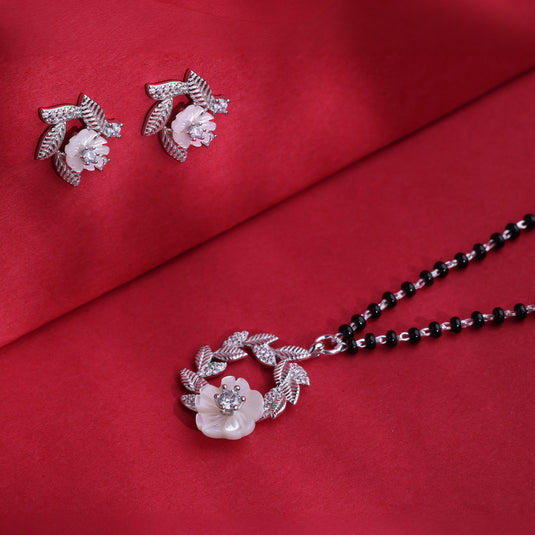 925 Silver Floral Wreath Mangalsutra Set