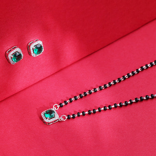 Green Stone Stud Mangalsutra