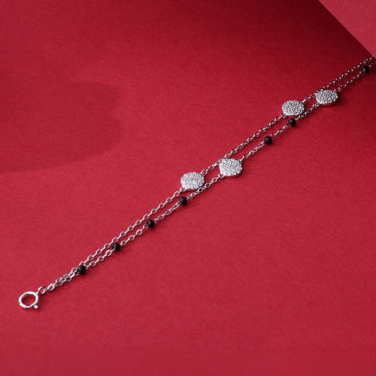 925 Silver Beads & Discs Bracelet