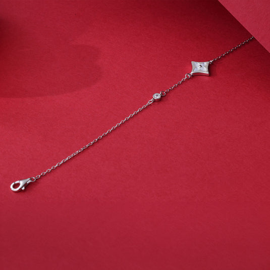 925 Silver Simple Flower Charm Bracelet