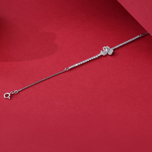 925 Silver Floral Studded Tennis Bracelet