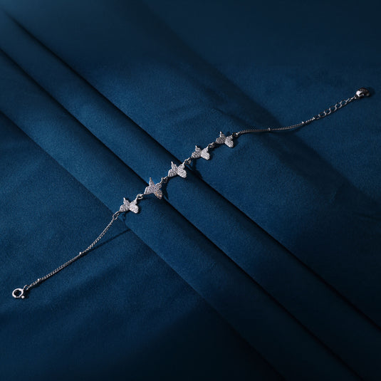 925 Silver Butterfly Linked Bracelet