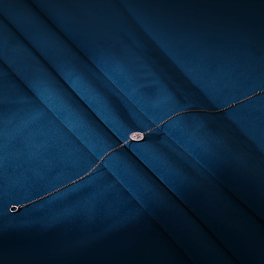 925 Silver Star Studded Circle Bracelet (Rose-Gold Finish)