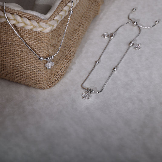 925 Silver Floral Adjustable Anklet