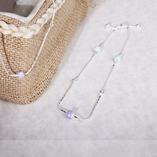 Single Stone Silver Anklet