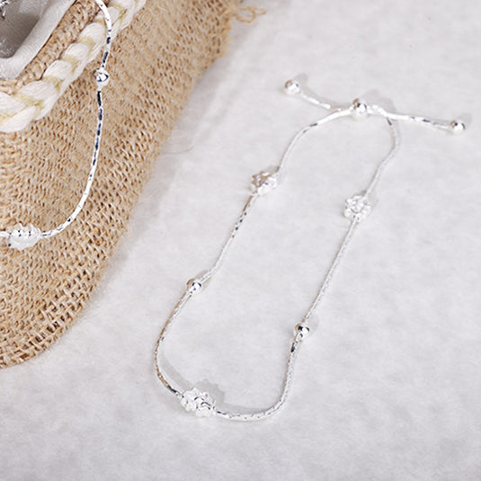 Tiny Bead Silver Anklet