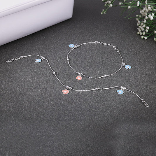 Heart Charm Silver Anklet