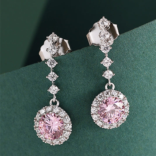 Pink Stone Drop Earrings