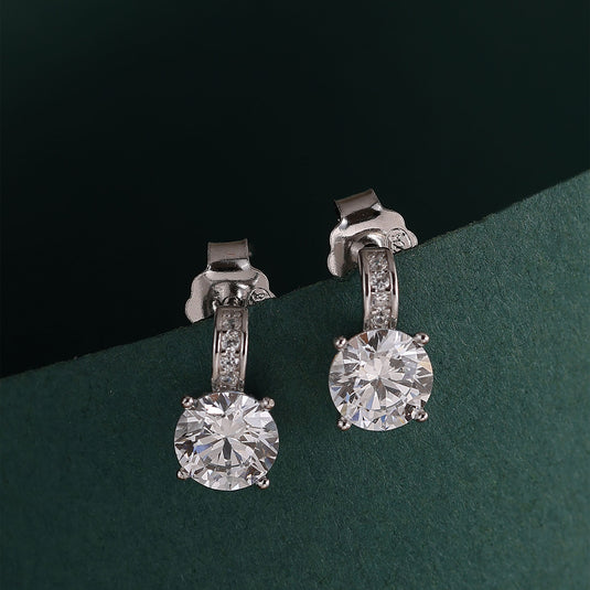 925 Silver Studded Short Dangling Earrings