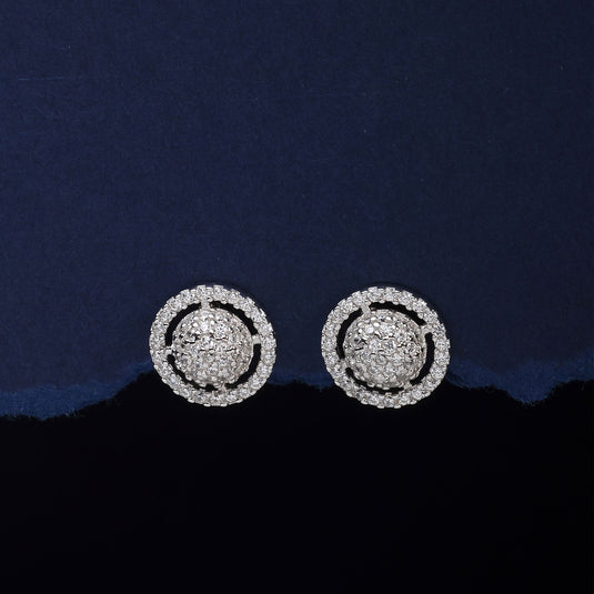 925 Silver Studded Open Circle Earrings