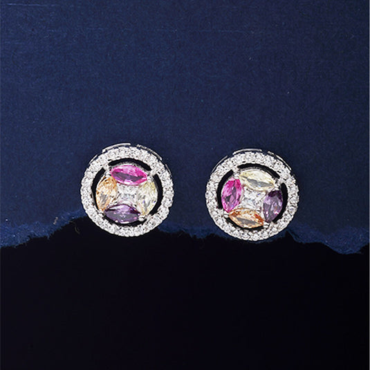 Color Stone Stud Earrings