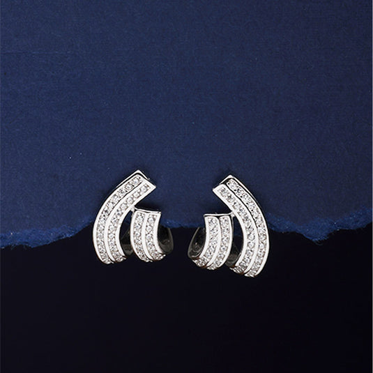 Curved Silver Ear Cuff Earrings