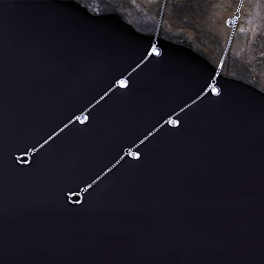 Layered Bead Silver Anklet