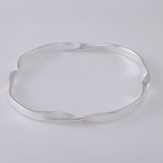 Plain Silver Open Bangle Bracelet