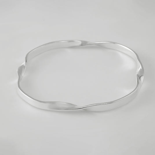 Plain Silver Open Bangle Bracelet