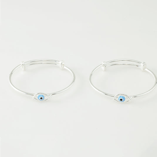 925 Silver Enamel Sky Blue Evil Eye Baby Kada
