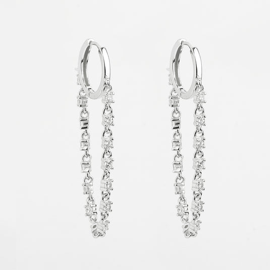 925 Silver Minimal Chain Drop Earrings