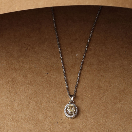 925 Silver Yellow Oval Stone Pendant