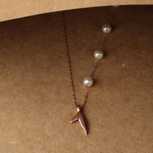 925 Silver Pearly Mermaid Tail Pendant (Rose-Gold Finish)