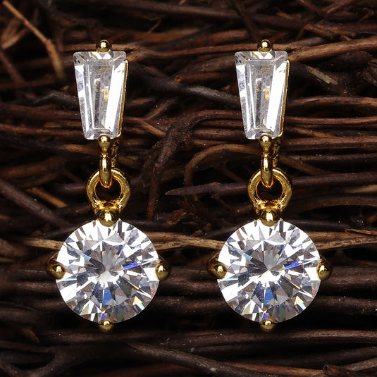 925 Silver Two-Stone Drop Earrings