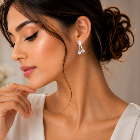 925 Silver Modern Cherry Twin Earrings