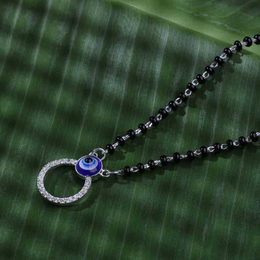 925 Silver Studded Open Circle with Evil Eye Mangalsutra