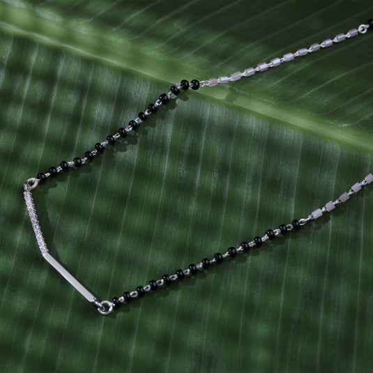 925 Silver Studded Angular Bar Mangalsutra