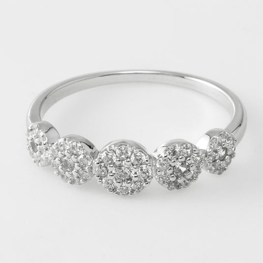 Floral Cluster Silver Band Ring