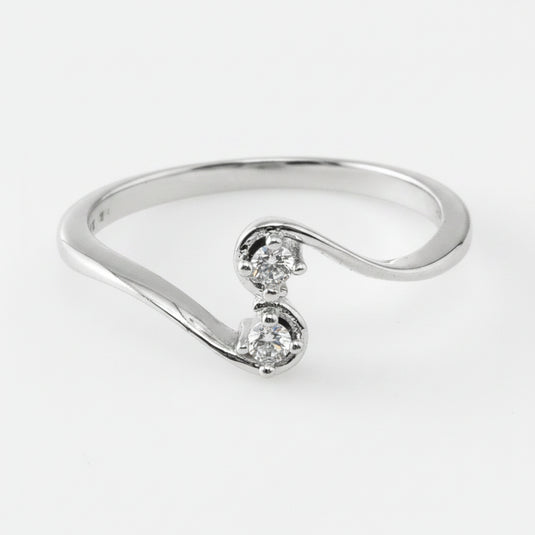 925 Silver Double Stone S-Curve Ring