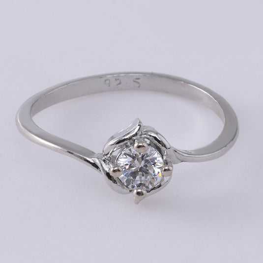 925 Silver Twisted Round Cut Ring