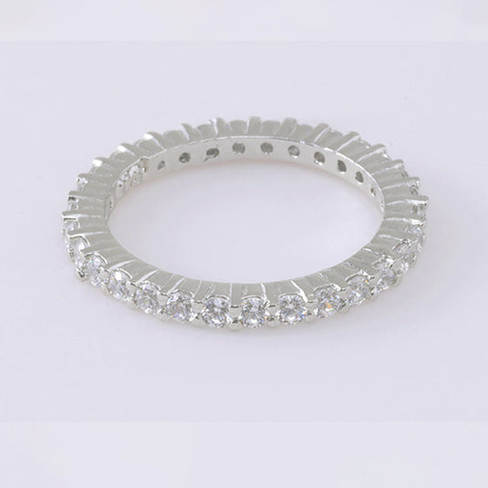 Double Line Crystal Band Ring