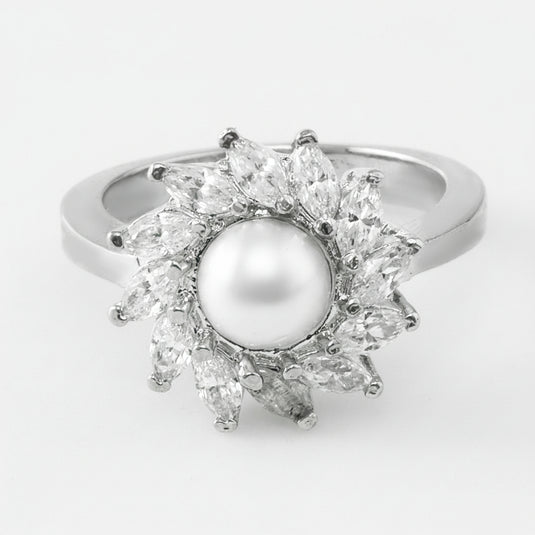 925 Silver Sunburst Pearl RIng
